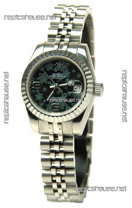 Rolex Datejust Floral Motif Ladies Swiss Replica Watch