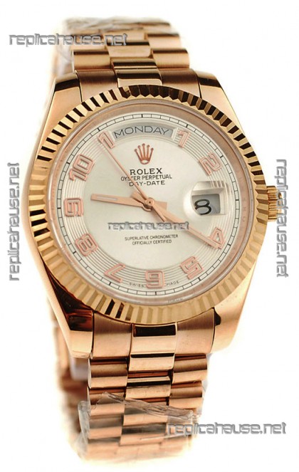 Rolex Day Date Pink Gold Swiss Replica Watch