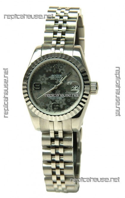 Rolex Datejust Floral Motif Ladies Swiss Replica Watch