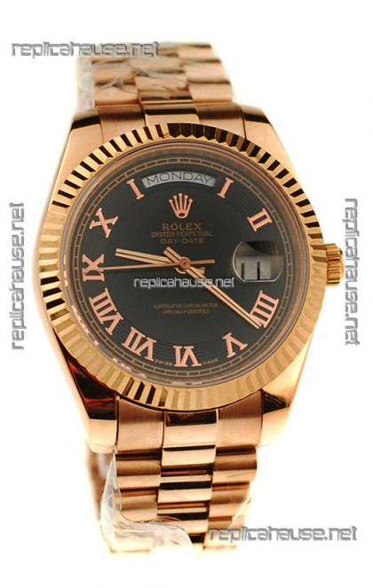 Rolex Day Date Pink Gold Japanese Replica Watch