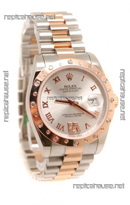 Rolex DateJust Mid-Sized Japanese Replica Rose Gold Watch