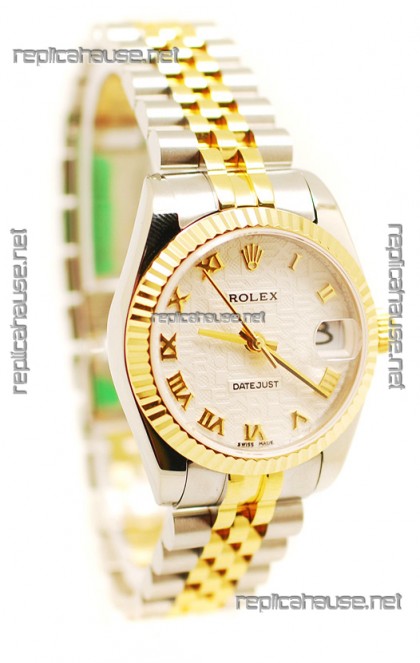 Rolex DateJust Mid-Sized Swiss Replica Two Tone Watch