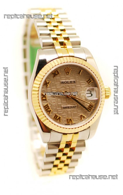 Rolex DateJust Mid-Sized Japanese Replica Two Tone Watch