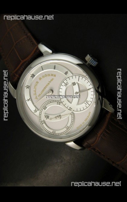 A.Lange & Sohne Dual Sub Dials Japanese Watch Brown Strap