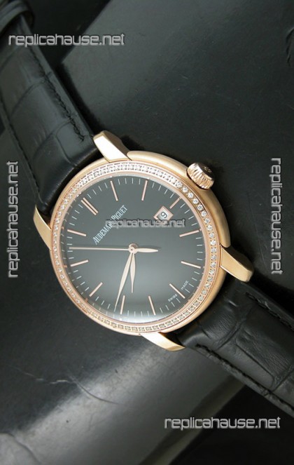 Audemars Piguet Jules Classic Swiss Automatic Rose Gold Watch in Black Dial