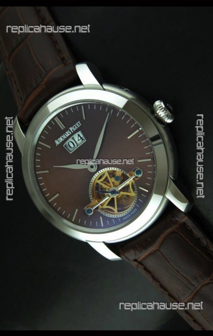 Audemars Piguet Jules Tourbillon Japanese Replica Watch in Brown Dial