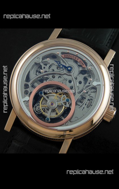 Breguet 4199 Swiss Watch in Grey Skeleton Tourbillon Watch