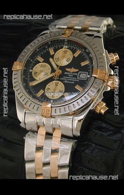 Breitling Windrider Swiss Replica Watch in Black Dial Two tone Casing