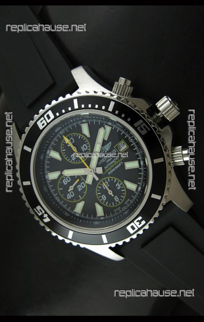 Breiting Superocean Chronograph Swiss Replica Watch in Black Dial - 1:1 Mirror Replica