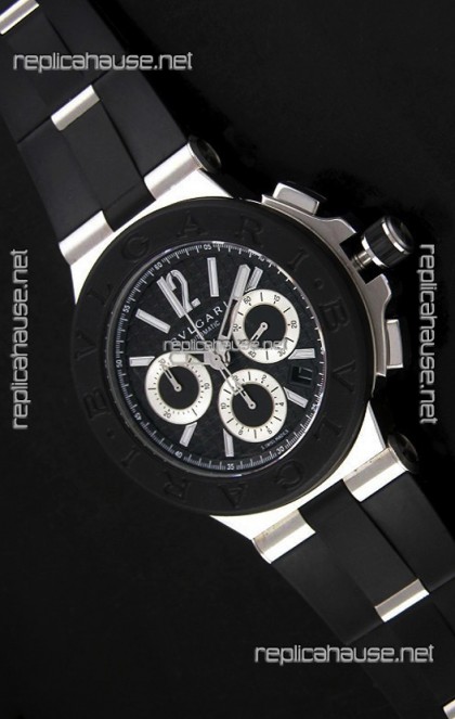 Bvlgari Diagono Swiss Replica Watch in Black Dial