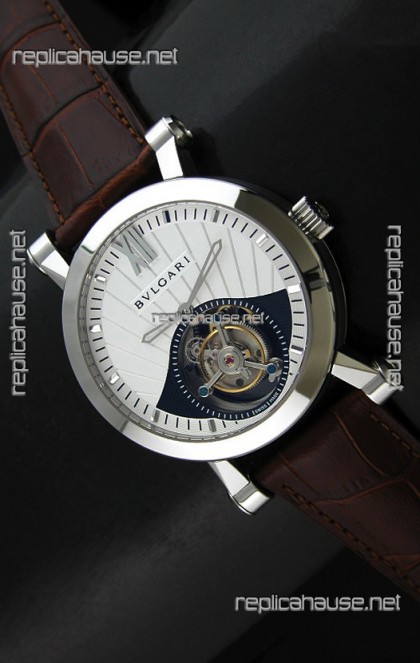 Bvlgari Sotirio Swiss Replica Tourbillon Watch in White Dial