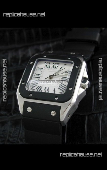 Cartier Santos Swiss Replica Watch in White Dial
