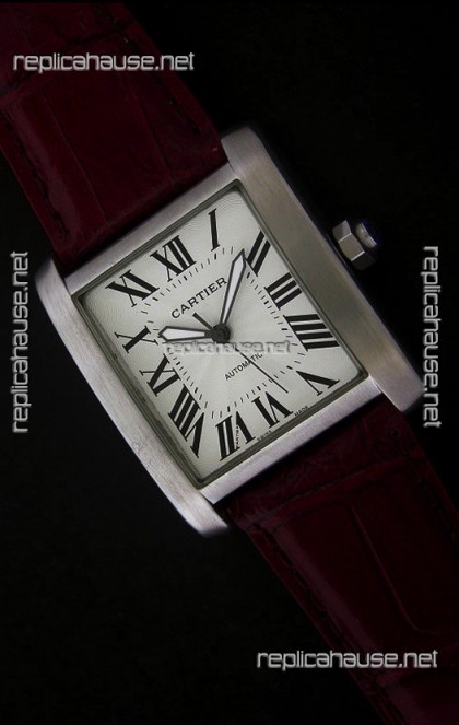 Cartier Tank 100 Japanese Replica Watch in Brown Strap