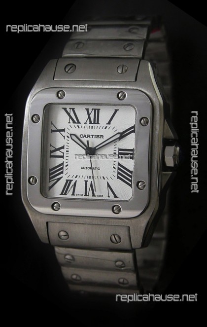 Cartier Santos Swiss Replica Watch in White Dial