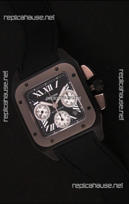 Cartier santos Swiss Replica Watch in Black Dial