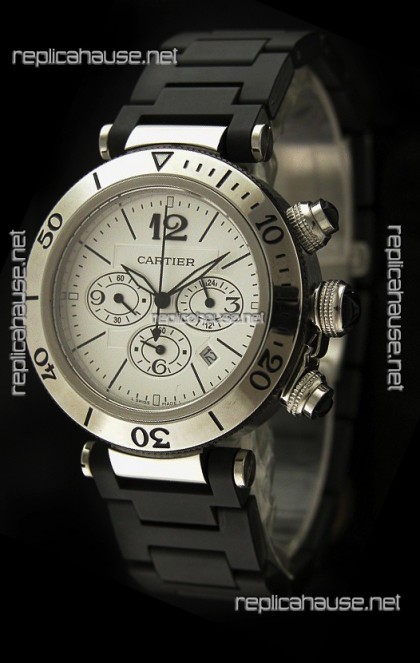 Cartier Pasha de Japanese Replica Watch in White Strap
