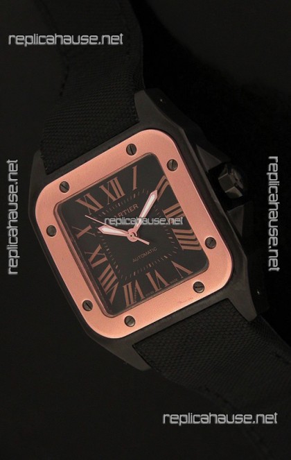 Cartier Santos Swiss Replica Watch in Black Dial