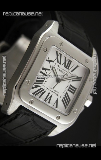 Cartier Santos Swiss Replica Watch in White Dial