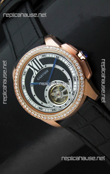 Calibre De Cartier Japanese Watch in Pink Gold Casing