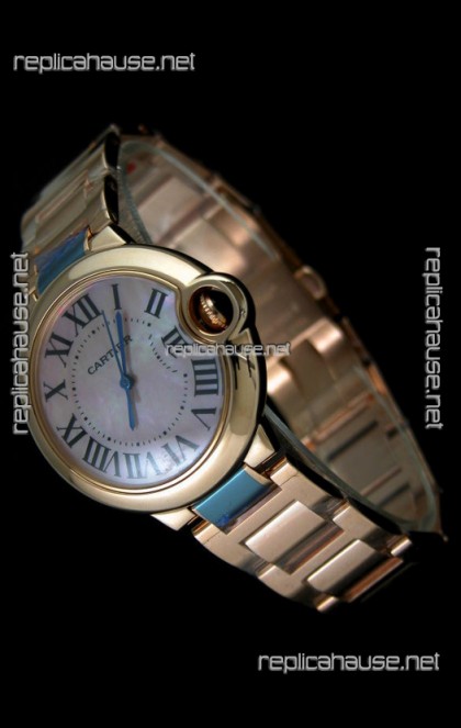Cartier Balon de Swiss Replica Watch in Pink Dial