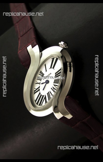 Delices De cartier Japanese Watch in Maroon Strap