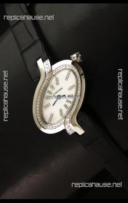 Delices De Cartier Ladies Replica Japanese Watch in White Pearl Dial