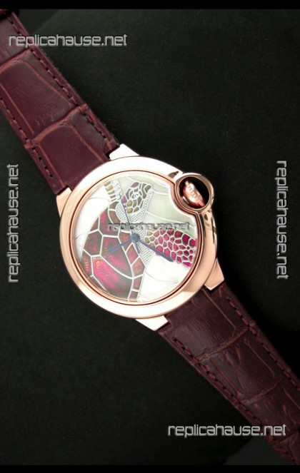 Ballon De Cartier Watch in Turtle Lacquered Dial