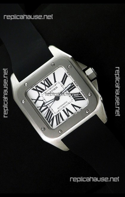Cartier Santos 100 Swiss Replica Watch Titanium Bezel