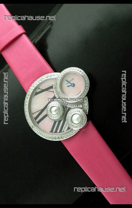 Cartier Jewellery Pearl Diamond Watch in Pink Strap