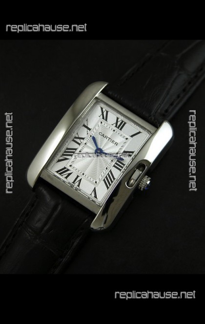 Cartier Louis Japanese Replica Ladies Watch in Black Strap