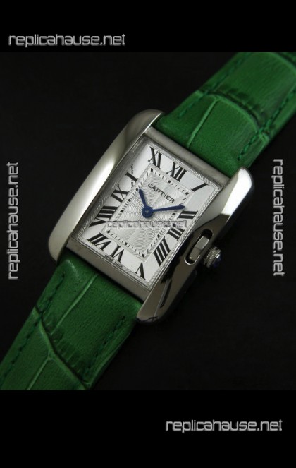 Cartier Louis Japanese Replica Ladies Watch in Green Strap