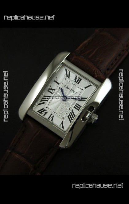 Cartier Louis Japanese Replica Ladies Watch in Brown Strap