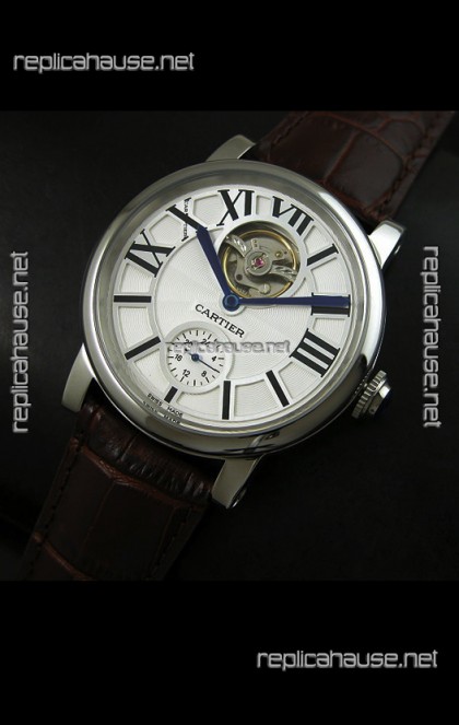 Ballon De Cartier Flying Tourbillon Japanese Replica Watch - Brown Strap