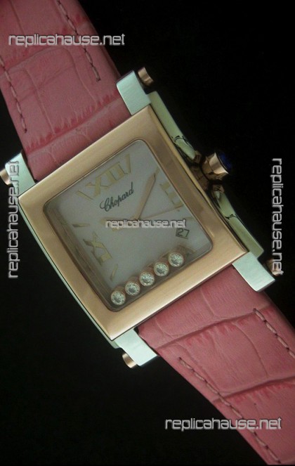 Chopard Happy Sport Swiss Replica Watch in Pink Strap