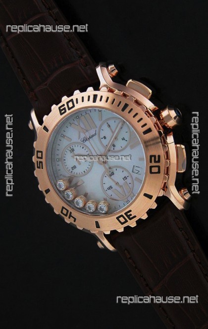 Chopard Happy Sport Swiss Replica Watch in Brown Strap