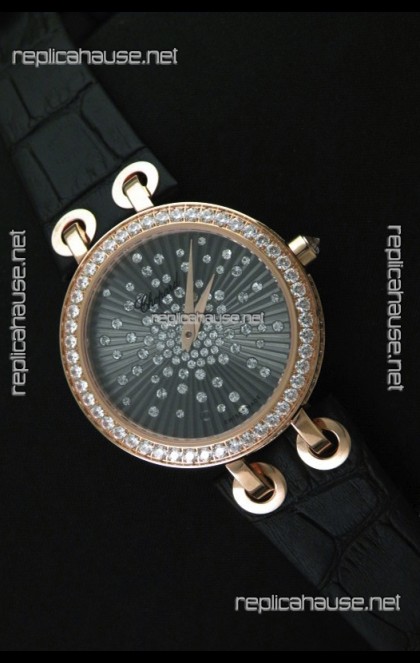 Chopard Xtravaganza Ladies Ladies Japanese Replica Rose Gold Watch in Grey Dial 