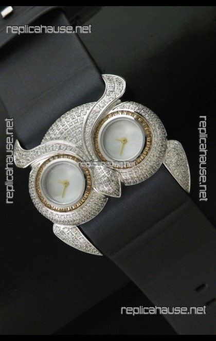Chopard Animal World Ladies Owl Black Full Diamond Watch
