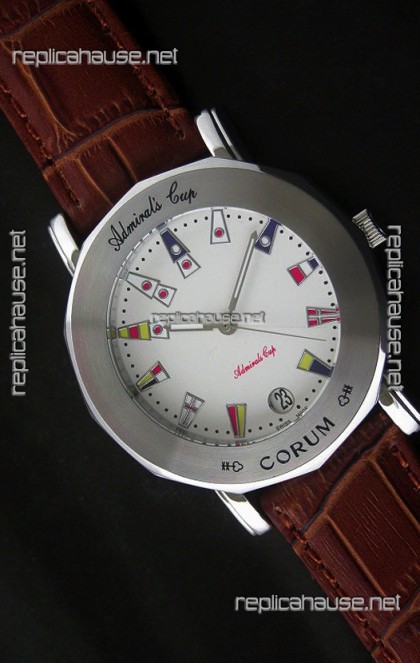 Corum Admiral's Cup Japanese Replica Watch in White Dial