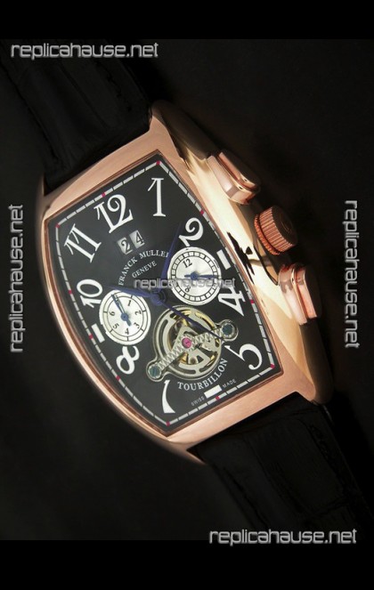 Franck Muller Tourbillon Japanese Replica Watch in Black Dial