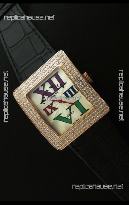 Franck Muller Geneve Infinity Japanese Gold Watch in Multi Color Roman Markers