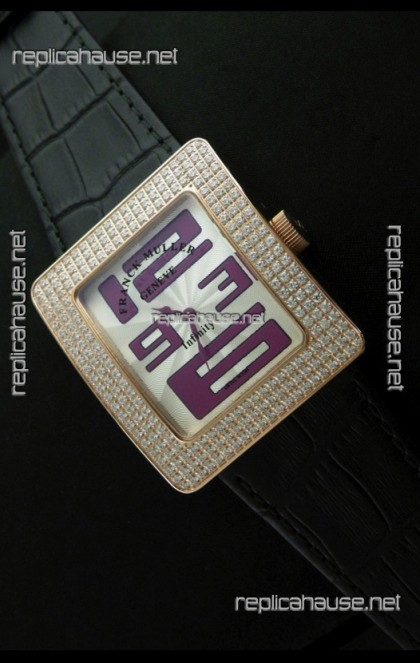 Franck Muller Geneve Infinity Japanese Gold Watch in Purple Numeral Markers