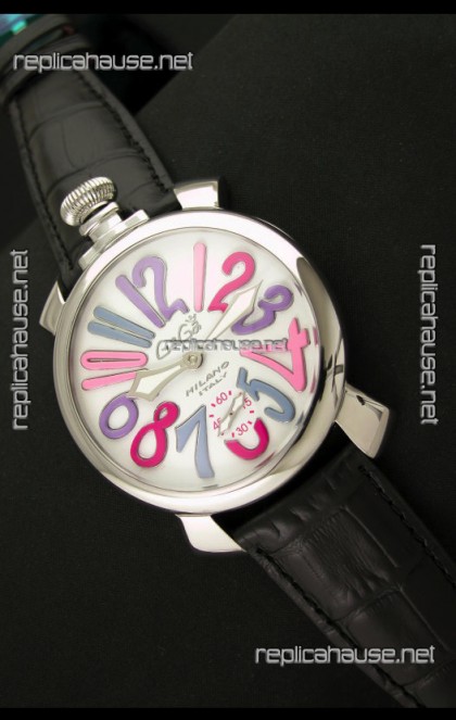 Gaga Milano Italy Japanese Replica Watch in Multi Color Arabic Markers