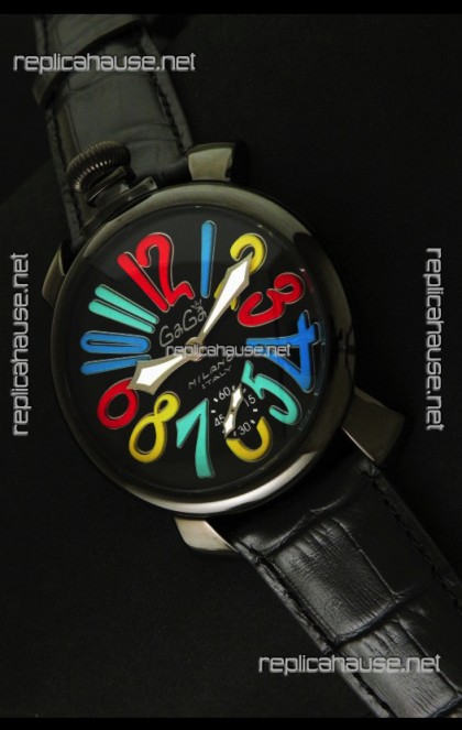 Gaga Milano Italy Japanese Replica PVD Watch in Multi Colour Arabic Markers