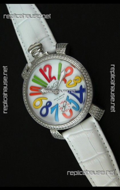 Gaga Milano Italy Manuale Replica Japanese Watch in White Strap