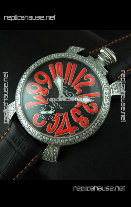 Gaga Milano Italy Manuale Replica Japanese Watch in Orange Markers