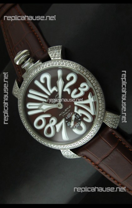 Gaga Milano Italy Manuale Replica Japanese Watch in Coffee Dial