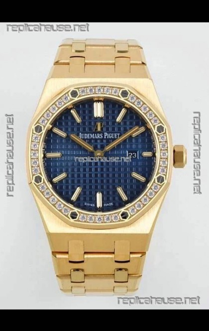 Audemars Piguet Royal Oak 33MM Yellow Gold Blue Dial 1:1 Mirror Replica Watch