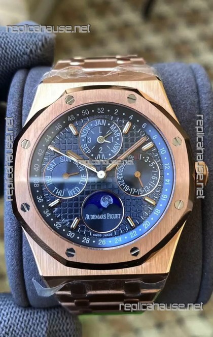 Audemars Piguet Royal Oak Perpetual Calendar Swiss Replica 904L Steel in Rose Gold Casing