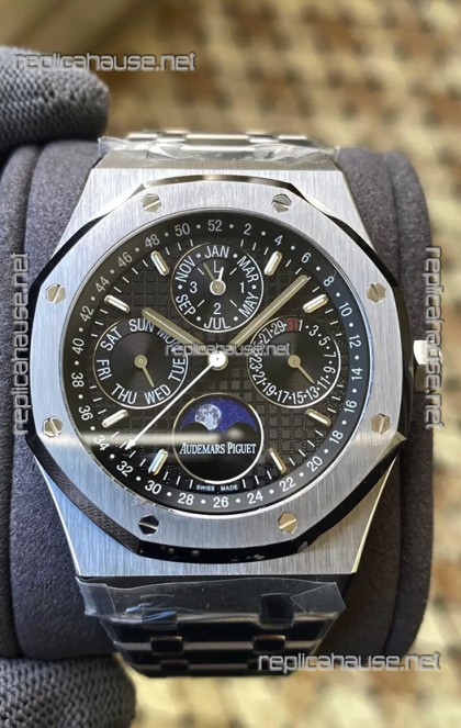 Audemars Piguet Royal Oak Perpetual Calendar Swiss Replica 904L Steel in Black Dial 