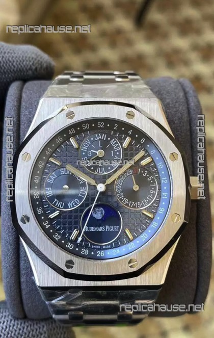 Audemars Piguet Royal Oak Perpetual Calendar Swiss Replica 904L Steel in Steel Blue Dial